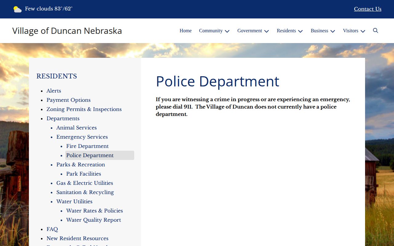 Platte County Duncan official police-department status and arrest-record route